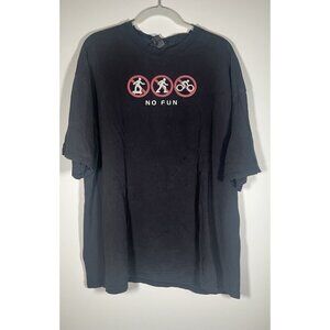 Vtg Y2K No Boundaries black graphic "No Fun" tshirt trashed XL skater streetwear